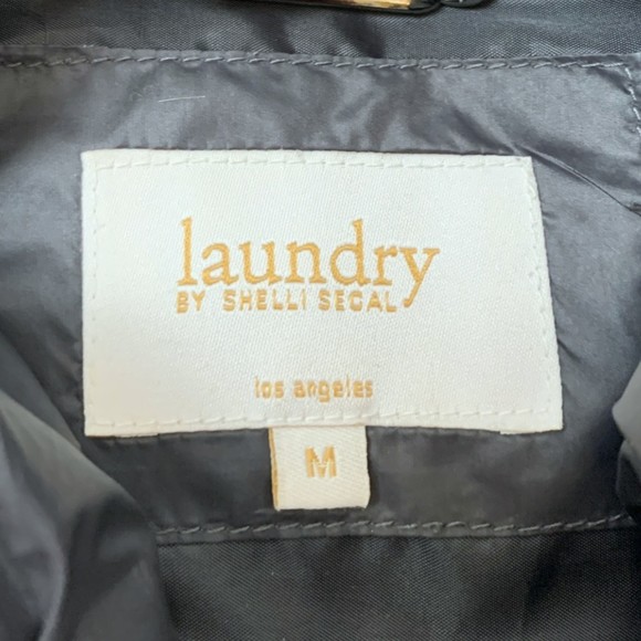 Laundry by Shelli Segal Black Pillow Collar Belted Down Puffer Coat Size Medium - Picture 7 of 9